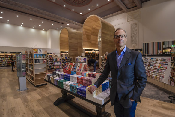 Dymocks Retail managing director Mark Newman at the Adelaide store launch in April 2022.