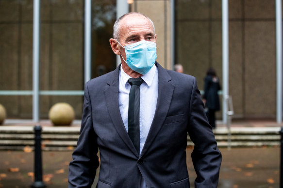 Chris Dawson leaving the NSW Supreme Court, where he is on trial accused of Lynette’s murder, in a file picture.