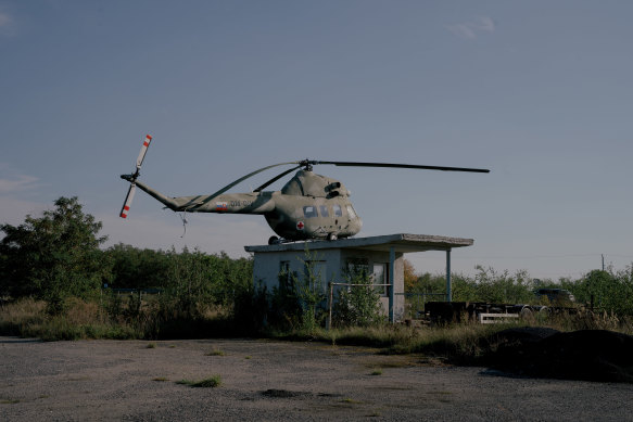 An old helicopter at the airfield in Grossenhain, Germany.