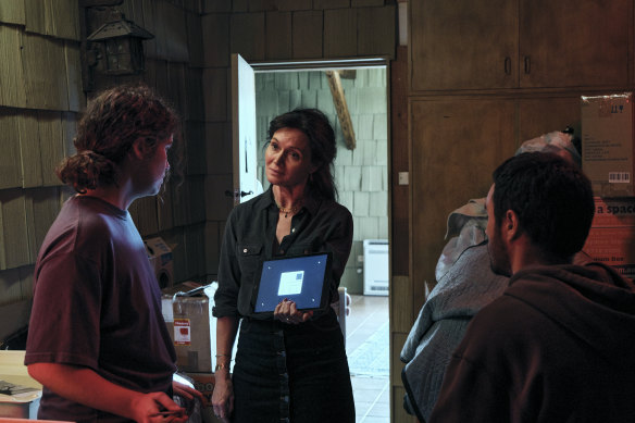 Alice Englert (left), Essie Davis (middle) and Thomas Weatherall in Exposure. 