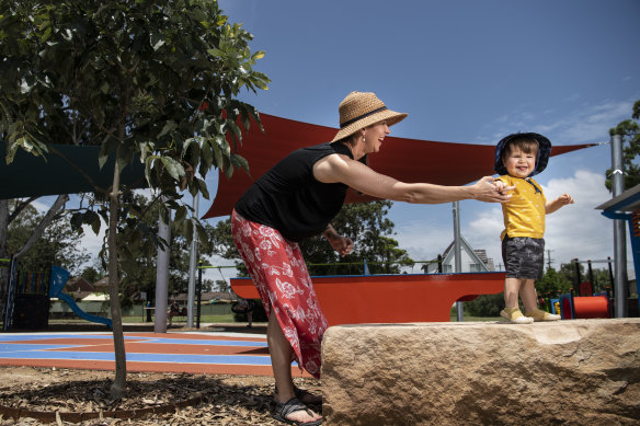 Dr Renee Marchin Prokopavicius with son Quintin at Spence Park in Penrith.
