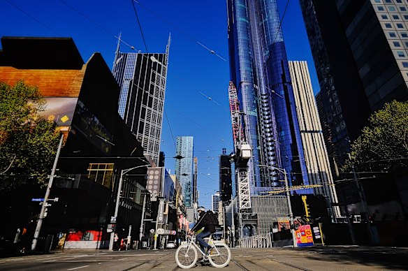 The empty streets of Melbourne on Grand Final eve.