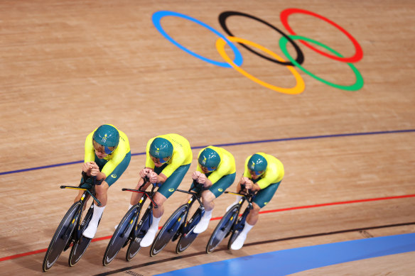 Australia’s team pursuit riders hit the track at the Tokyo Olympics.