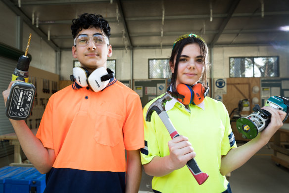 Isha Akbari Jamarani and Amanda Danial are both studying construction for their HSC.