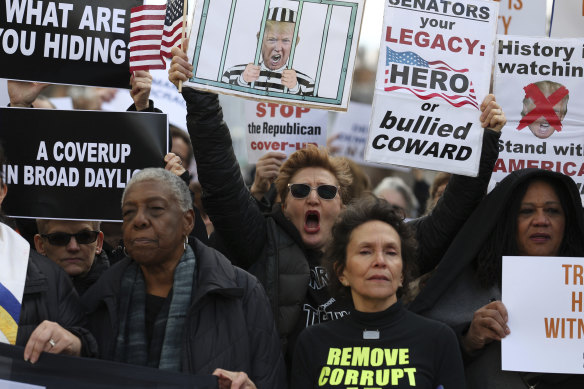 Demonstrations continued outside the Capitol building during the President's Senate impeachment trial.