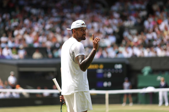 Nick Kyrgios took out his frustrations on his box in the Wimbledon final.