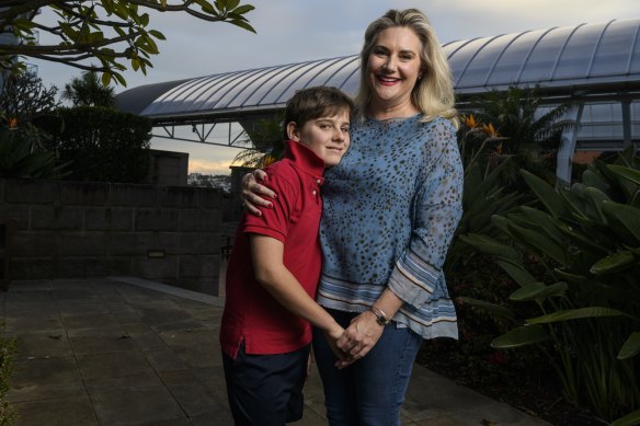 Senator Hollie Hughes, with her son, Fred, 11.