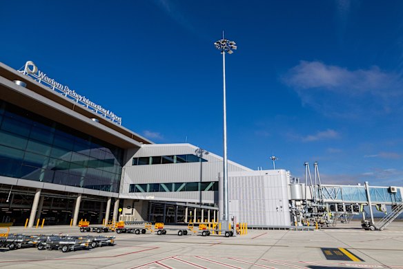 An aerobridge at Western Sydney International Airport, which opens to passengers on Sunday.