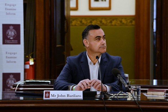 John Barilaro giving evidence on Monday. 