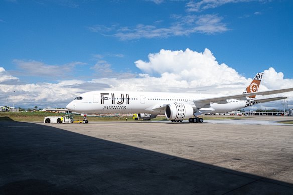 A Fiji Airways A350 on the ground.
