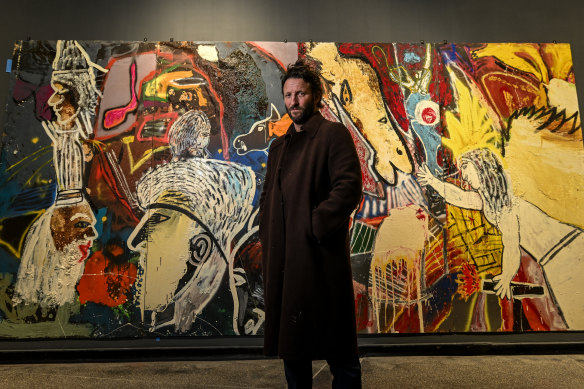 Rupert Betheras with a collaborative work from the Australian Centre for Contemporary Art survey.