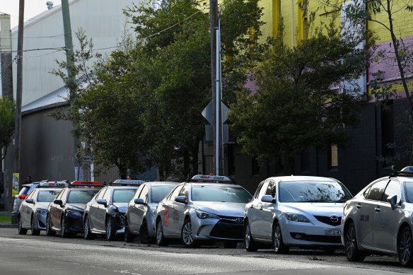 Long lines of dumped or smashed taxis and ride-share vehicles have become a common sight in the southern part of Marrickville.