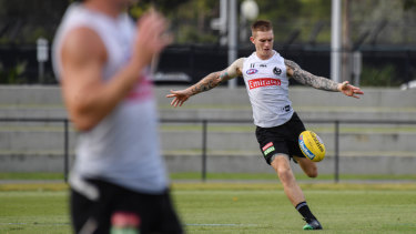 Selection hope: Collingwood midfielder Dayne Beams at training. 