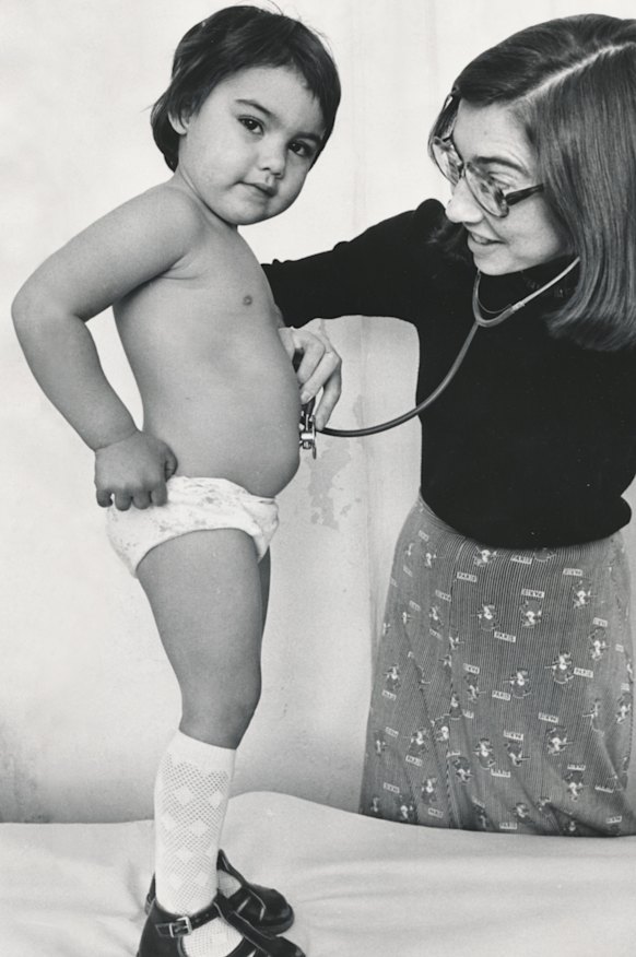 Thorpe at age 3, being examined at the Aboriginal Health Service, Fitzroy, in 1976.