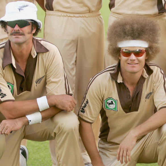 Chris Cairns and Hamish Marshall sporting a “Beige Brigade” look.