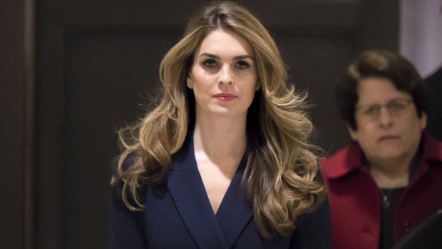 Hope Hicks arrives to meet with the House Intelligence Committee in Washington.