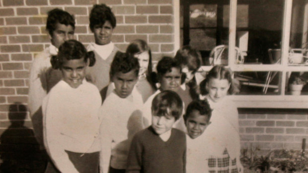 Kutcha Edwards, front, pictured with his family at Orana Methodist Children's Home in 1969. Back: Reg and Mick Edwards. Middle: Alice, Wally and Maria Edwards.