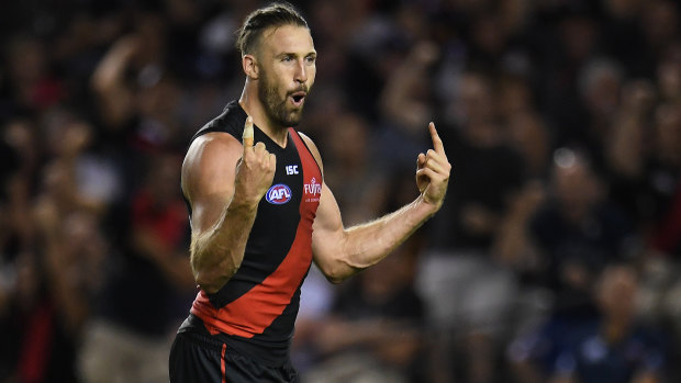 Cale Hooker puts the Bombers in front in the last term.