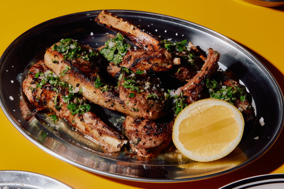 The chefs’ culinary backgrounds merge in the lamb forequarter chops with chimichurri.