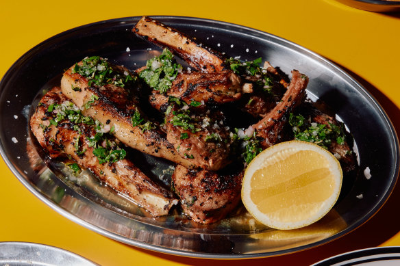 The chefs’ culinary backgrounds merge in the lamb forequarter chops with chimichurri.