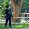 Law enforcement officers after Monday’s shooting in Washington.