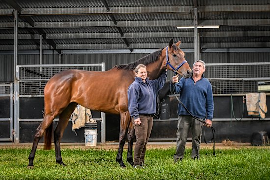Dan Clarken and Oopy McGillivray with their Melbourne Cup runner, The Map.