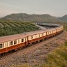 The long and luxurious train, all 450 metres of it, with two locomotives to move the 15 cars.