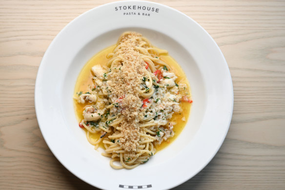 Crab and chilli spaghetti.
