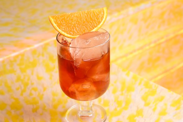 Melitta’s signature drink is a spin on the Milano Torino they’re calling the Meli-to: a Campari-based aperitif.
