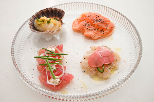 A raw tasting plate showcases D&amp;K’s  seafood credentials.