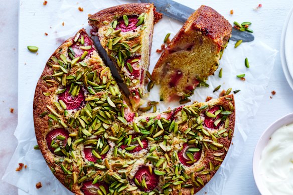 Helen Goh's strawberry, elderflower and pistachio cake.