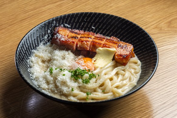 Udon carbonara.
