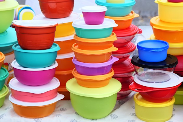 Stacks of Tupperware containers