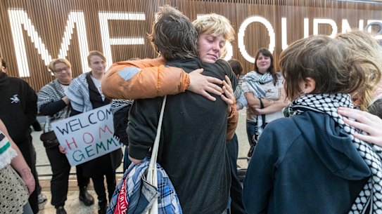 Australian activist Gemma O’Toole arrived home in Melbourne on Sunday night.