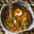 Rosheen Kaul’s crispy rice salad with sambal peanut sauce.