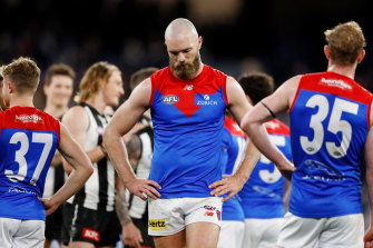 A dejected Max Gawn after the loss to Collingwood.