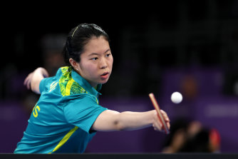 Yangzi Liu during their match between Singapore on day three.