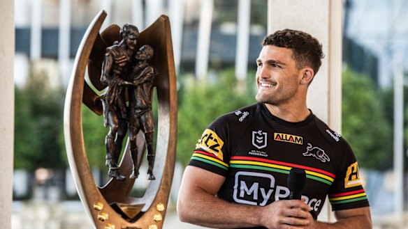 Nathan Cleary is looking to get his hands on the NRL trophy again in October, for the fifth straight year.