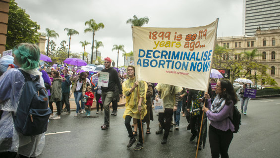 Pro-choice marchers in Brisbane on the weekend before the vote.