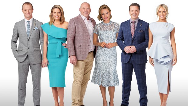 10's Melbourne Cup Carnival experts: David Gately, Caty Price, Peter Moody, Francesca Cumani, Michael Felgate, and Brittany Taylor.
