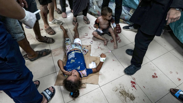 Palestinian children wounded in an Israeli bombardment of the Gaza Strip are treated in a hospital in Deir al-Balah last month. 