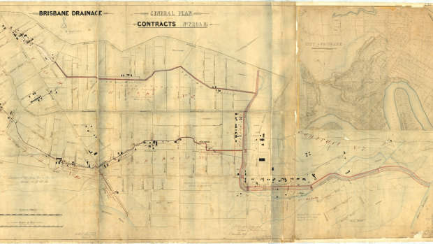 A map of the city's drainage plan produced in 1878.