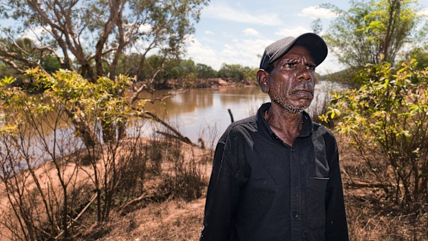 James Parry, who was evacuated from Nauiyu, south of Darwin, in March for the second time in the wet season, relives the “rivers roaring” and a crocodile turning up in his backyard before he was evacuated from his home.