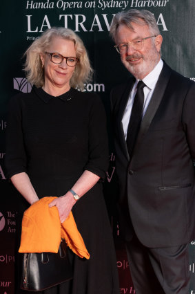 Actor Sam Neill and political journalist Laura Tingle attended together, despite having reportedly split last month.