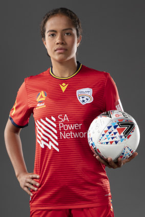 New sensation: Fowler in her Adelaide United colours.