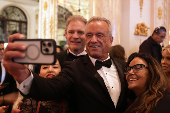 Robert F. Kennedy Jr arrives before Donald Trump speaks during an America First Policy Institute gala at his Mar-a-Lago estate in Palm Beach, Florida.