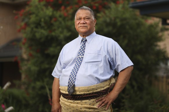 Sikahema Aholelei, President of the Tongan Association Canberra and Queanbeyan, at his home in the nation’s capital on Monday. 