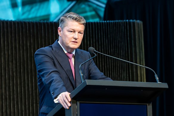 Premier Ben Carroll speaks at the Melbourne Assembly and addresses his petrol drive off.