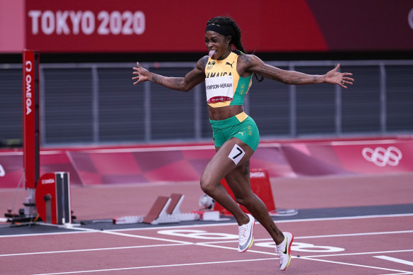 Elaine Thompson-Herah wins the women’s 200-metre final in Tokyo.