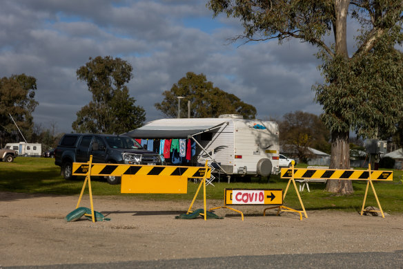 COVID-19 testing at the Albury showgrounds in August. The local government area recorded 48 new cases on Thursday.